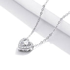 925 Sterling Silver Adjustable Cubic Zirconia Pendant Necklace for Women