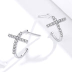S925 Sterling Silver Earrings with Pavé Set CZ in Platinum Finish