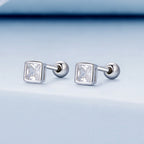 925 Sterling Silver 5mm Pavé Setting CZ Earrings for Women