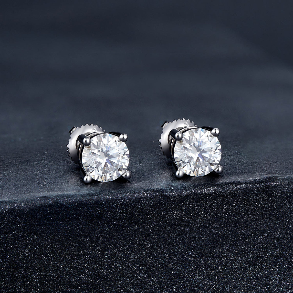 925 Sterling Silver Earrings with Moissanite in Style S, 0.5cm for Women
