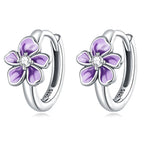 925 Sterling Silver Enamel Earrings with CZ - 1.2x0.7cm, Oxidized Finish for Women