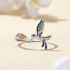 925 Sterling Silver Enamel Pavé Setting Ring for Women