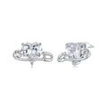 925 Sterling Silver White Gold Plated CZ Pavé 1.0x1.7cm Earrings for Women