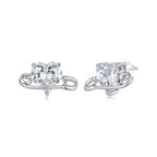 925 Sterling Silver White Gold Plated CZ Pavé 1.0x1.7cm Earrings for Women