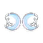925 Sterling Silver Earrings with Transparent Glass, 13mm x 12mm for Women