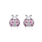 925 Sterling Silver Earrings with Pavé Setting CZ 1x0.9cm for Women