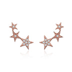 925 Sterling Silver Plated Rose Gold Pavé Setting CZ Earrings for Women