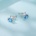 925 Sterling Silver 0.8cm White Gold Plated CZ Earrings for Women