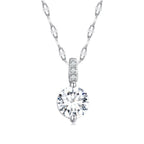 925 Sterling Silver Necklace with Pavé Setting CZ - Adjustable Length, Platinum Plated - Women's Jewelry