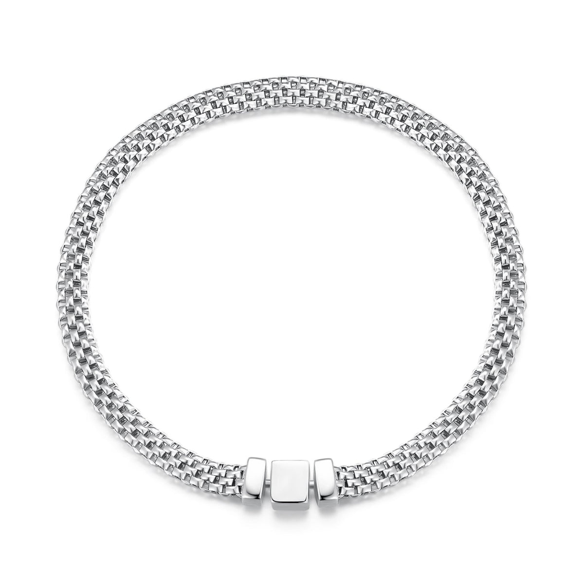 925 Sterling Silver Plated Platinum 17.0 Size Bracelet for Women