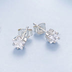 925 Sterling Silver White Gold Plated Earrings 0.5cm with CZ