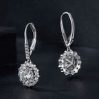 925 Sterling Silver Moissanite 1ct Earrings 26x11mm Pavé White Gold for Women