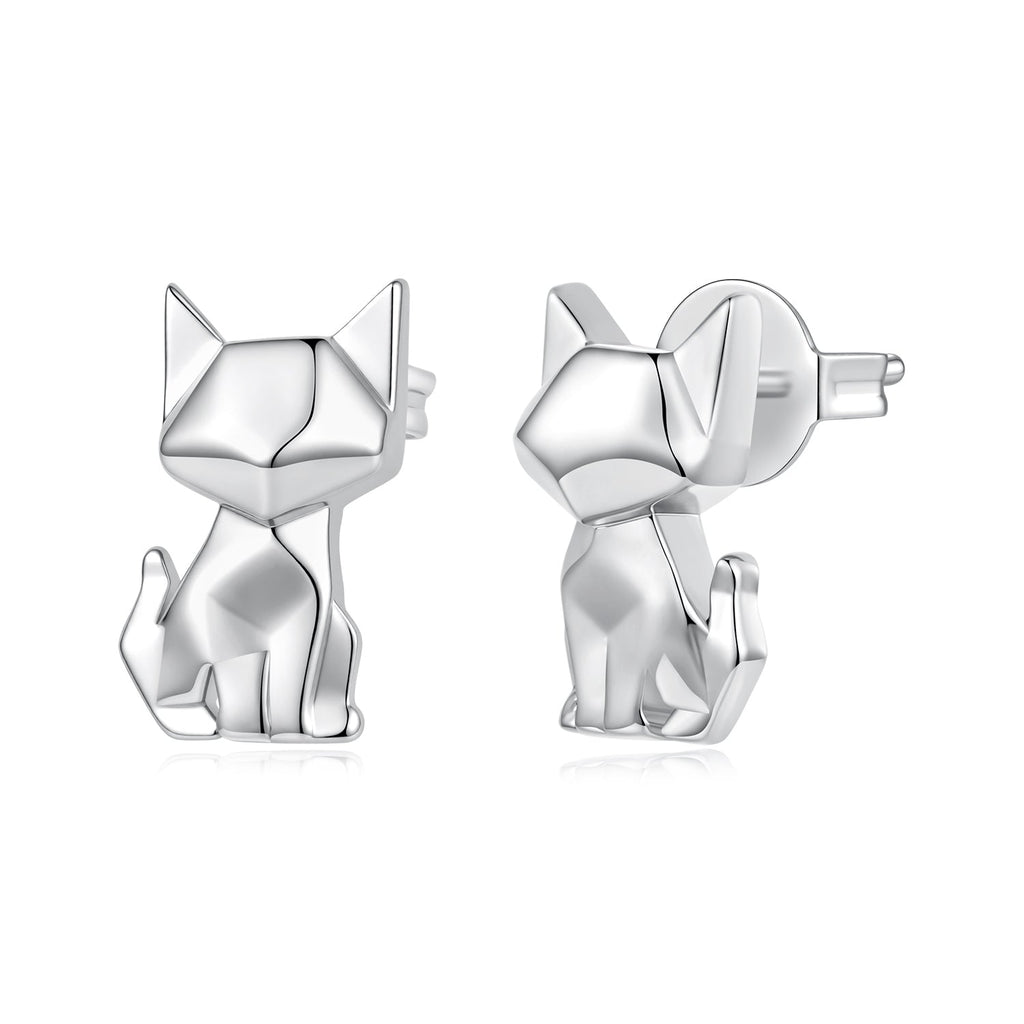 925 Sterling Silver White Gold Plated 1.2 x 0.7 cm Earrings for Women