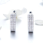 925 Sterling Silver Earrings with Pavé Setting CZ 1.3*0.4cm