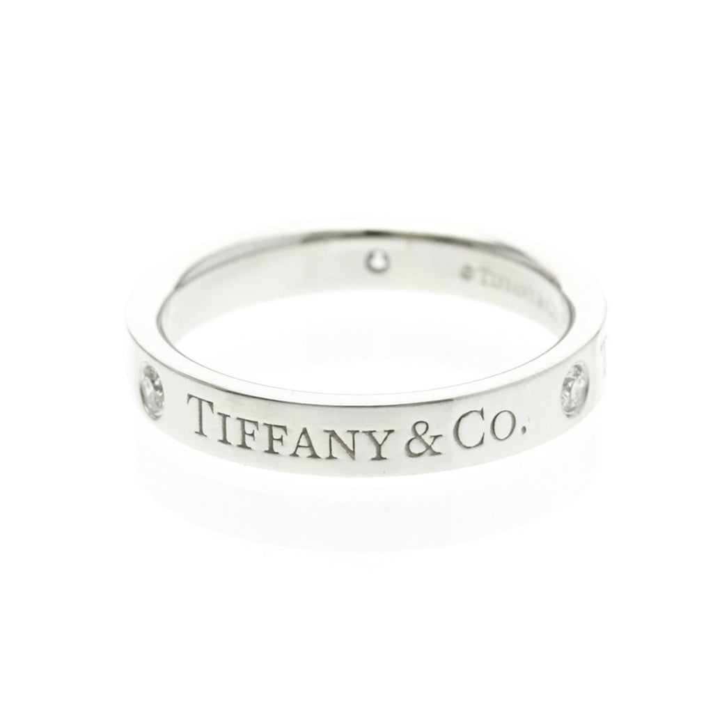 Tiffany & Co. Flat Band Ring — Platinum, Three Diamonds, No Filler