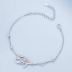 925 Sterling Silver Pavé Setting CZ & Translucent Opal Bracelet 160+50mm for Women