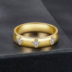 925 Sterling Silver Moissanite Gold Plated Ring for Women, Size 6