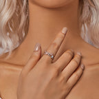925 Sterling Silver Enamel Pavé Setting Ring for Women