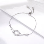 925 Sterling Silver Heart Shaped Bracelet 22CM for Women