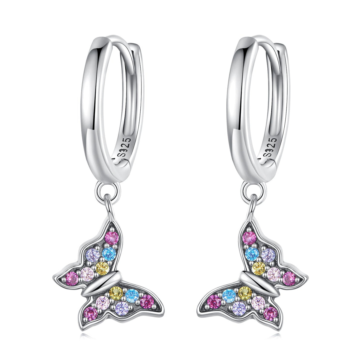 925 Sterling Silver Earrings with Pavé Setting CZ, 2.3*0.95cm, for Women