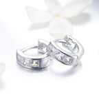 925 Sterling Silver Plated Platinum Pavé Setting CZ Earrings