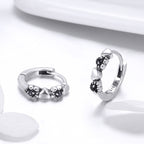 925 Sterling Silver Earrings with Pavé Setting CZ, 1.1*0.3cm