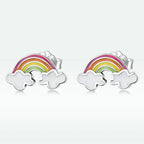 925 Sterling Silver Earrings with Enamel Process in Oxidized Silver for Women