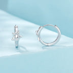 925 Sterling Silver & White Gold Earrings with Pavé Setting CZ - 12x6mm for Women