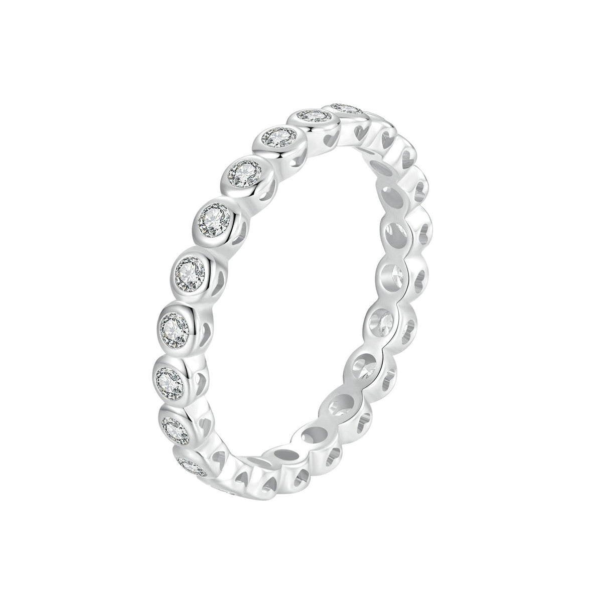925 Sterling Silver 2mm Moissanite Ring Size 7 for Women
