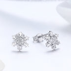 S925 Sterling Silver Earrings with CZ in Pavé Setting - 0.8*0.8cm for Women