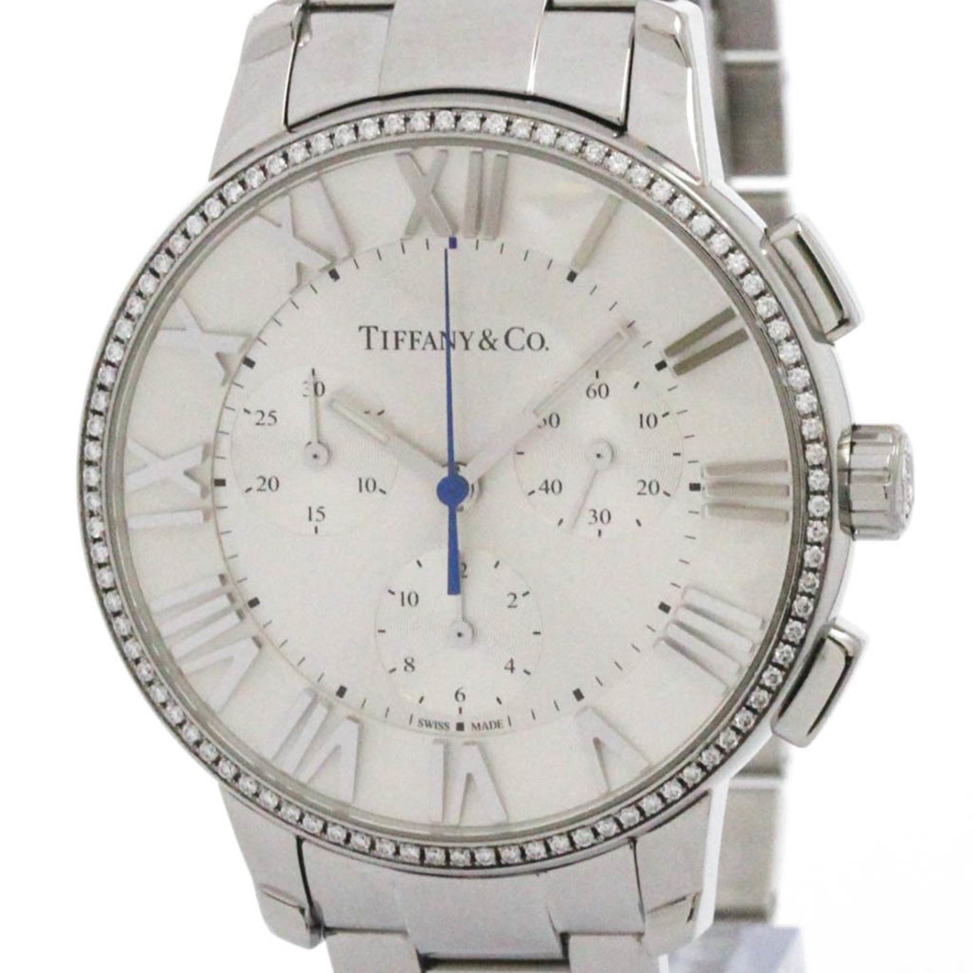 Tiffany & Co. Atlas Dome Diamond Steel Quartz Mens Watch — T33989555