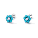 925 Sterling Silver Turquoise Pavé Setting CZ Earrings for Women
