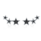 S925 Oxidized Silver Pavé CZ Earrings for Women