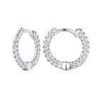 925 Sterling Silver Earrings Size 14*1.5mm Plated Platinum for Women