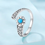 925 Sterling Silver Oxidized Synthetic Turquoise Ring 0.23-0.8cm Women
