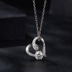 925 Sterling Silver Moissanite Necklace with Pendant and White Gold Plating for Women