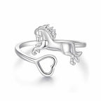 925 Sterling Silver + Plated White Gold Horse Ring