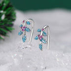 925 Sterling Silver White Gold Plated Enamel Earrings