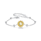 925 Sterling Silver White Gold Plated Bracelet with Transparent Glass Charm for Women
