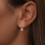 925 Sterling Silver Moissanite Earrings with CZ in White Gold, 1.8cm for Women