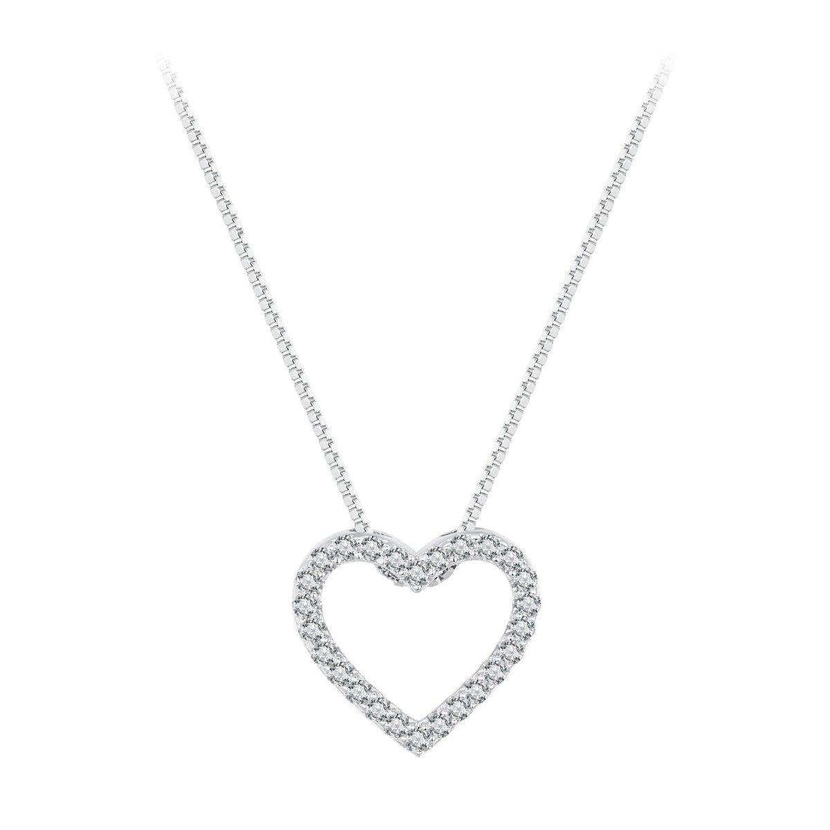 S925 Sterling Silver Necklace with Moissanite, 400mm + 50mm, Platinum Plated, Women