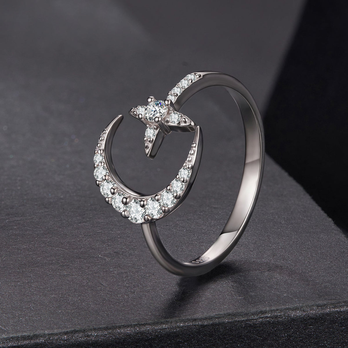 925 Sterling Silver Moissanite 0.25cm White Gold Plated Ring - Size E for Women