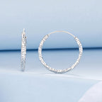 925 Sterling Silver Earrings for Women - White Gold Plated, 2.6*0.2 cm, Style L