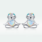 925 Sterling Silver Earrings with Translucent Opal