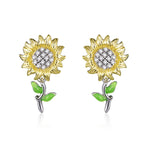 925 Sterling Silver Plated Gold Earrings with Enamel Process