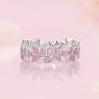 925 Sterling Silver Enamel Platinum Plated Ring Size 6 for Women