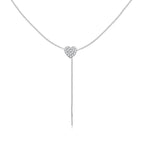 925 Sterling Silver Adjustable Necklace with CZ Pendant for Women