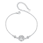 925 Sterling Silver White Gold Plated Bracelet with CZ Pendant