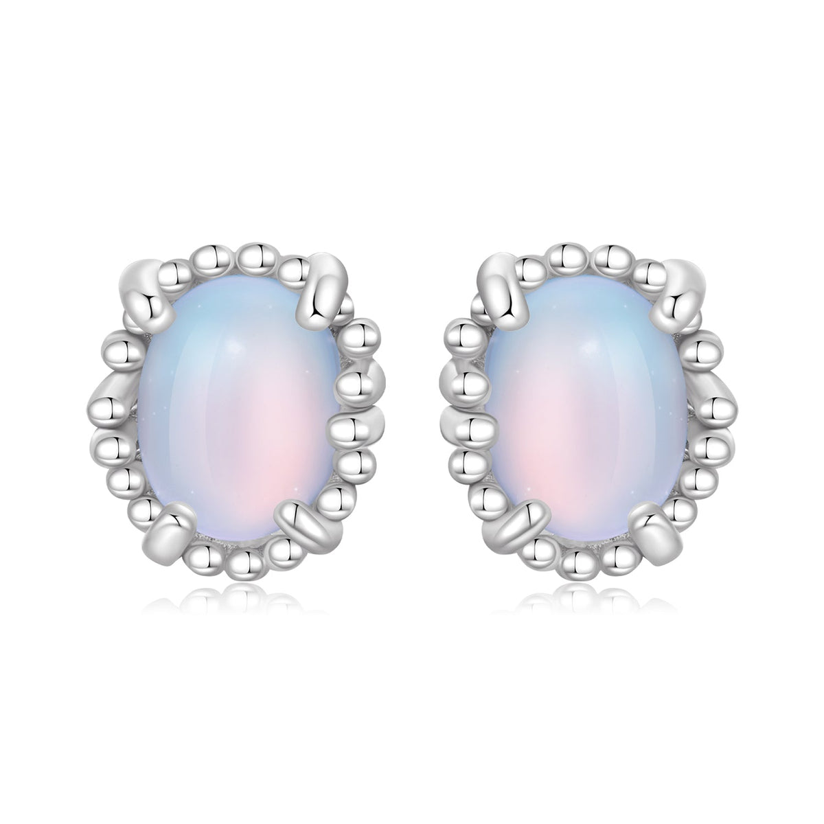 925 Sterling Silver Earrings for Women with Transparent Glass, 1.0*0.9cm