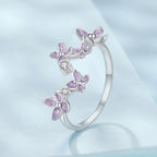 925 Sterling Silver White Gold Plated Ring with Enamel and CZ for Women